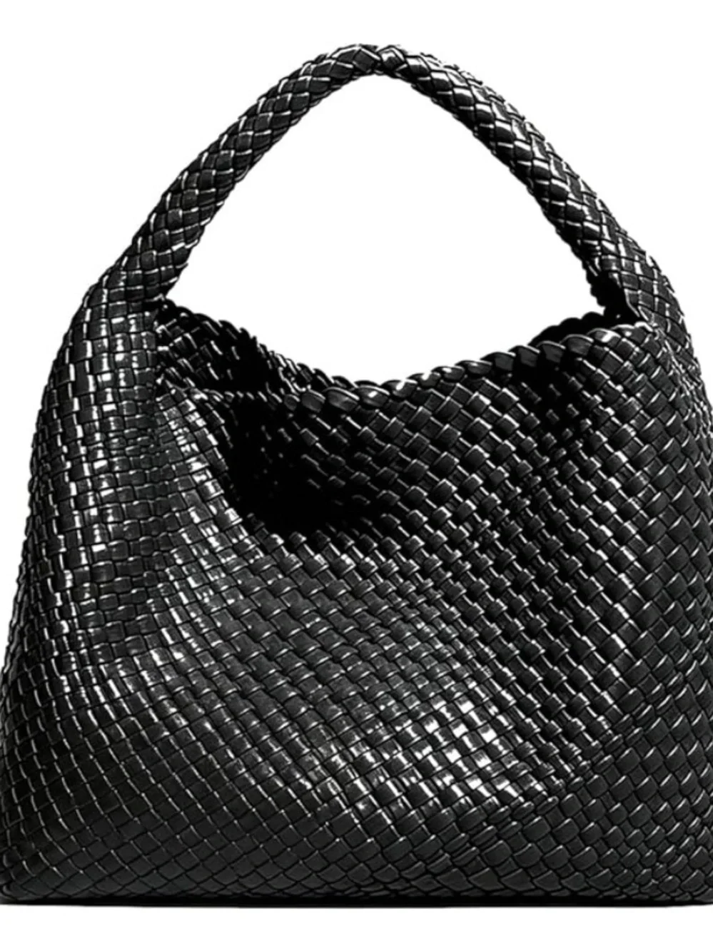 Woven Black Hobo Shoulder Bag — Sleek Everyday Carry